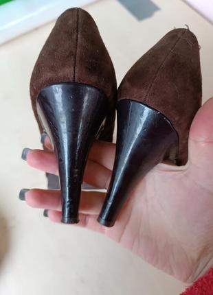 Замшевые туфли, женские туфли ,туфли на каблуке,коричневые туфли3 фото