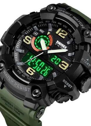 Часы наручные мужские skmei 1520ag army green, военный мужские наручные часы зеленый. цвет: зелёный1 фото
