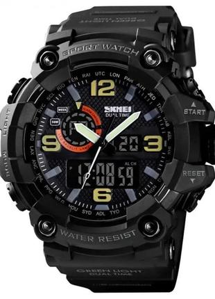 Годинник наручний чоловічий skmei 1520bk black, армійський годинник протиударний. колір: чорний