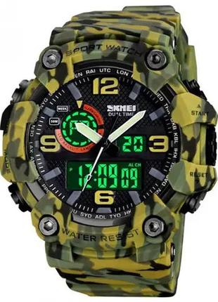 Часы наручные мужские skmei 1520cmgn camo green, часы военный мужской, для военнослужащих. цвет: камуфляж