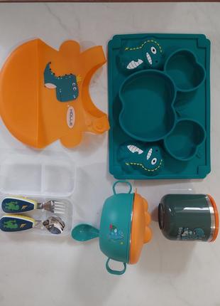 Набор детской посуды дино1 фото