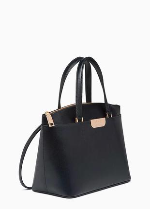 Жіноча чорна шкіряна сумка calvin klein satchel2 фото