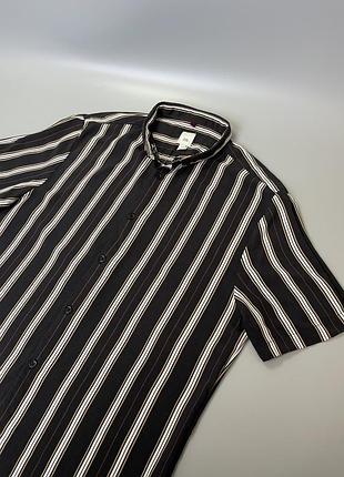 Стильная черная тенниска river island в полоску, полоску, шведка, гавайка, рубашка короткий рукав, летняя, легкая, ривер айленд, черная, темная