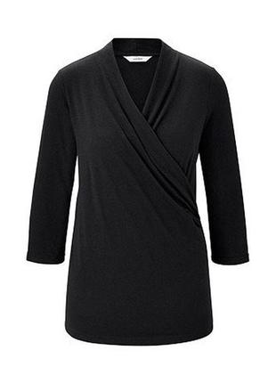 Изысканная блуза кофтюлька с запахом с v-образным вырезом tchibo(германия),черная1 фото