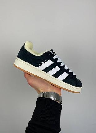 Женские зимние кроссовки adidas campus 00s «core black’ fur