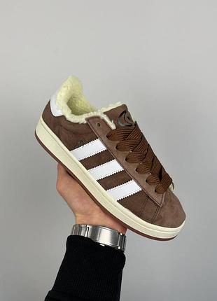 Женские зимние кроссовки adidas campus 00s «brown’ fur