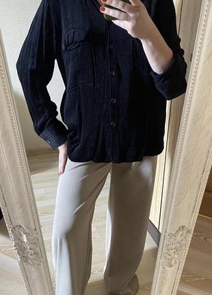 Чорна вільна вельветова віскозна сорочка 52-54 р zara