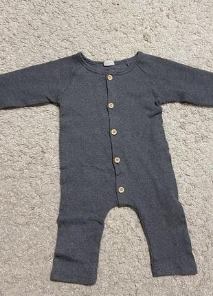 Серый ромпер в рубчик 3-6, 6-9 месяцев