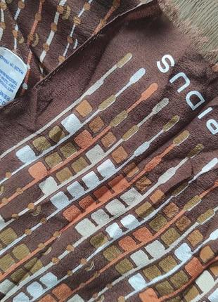 Платок шарф бренд париж ted lapidus геометрия шелк коричневый, оранжевый 🍊3 фото