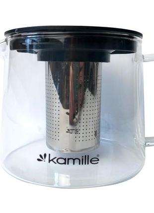 Чайник стеклянный огнеупорный kamille - 600мл с заварником1 фото