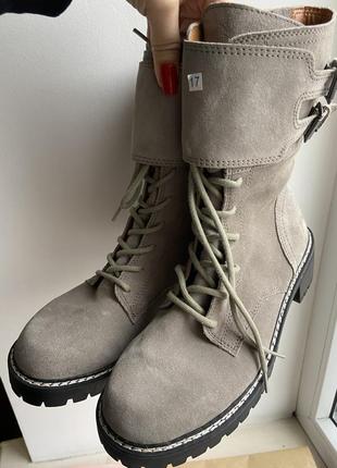 Новые кожаные высокие ботинки натуральная замша кожа zara hm mango massimo m&amp;s1 фото