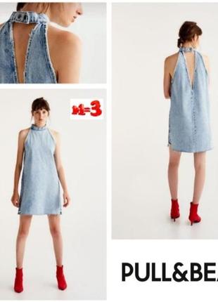 ♥️1+1=3♥️ pull&bear джинсовое платье мини из комбинированного денима