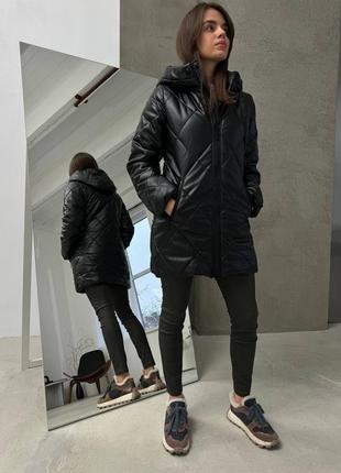 Жіноча стильна зимова куртка шкіряна еко шкіра мокко зима тінсулейт мокко наложка післяплата жіноче зимове пальто наложка післяплата2 фото