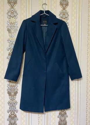 Стильное осеннее пальто, серо-синее пальто3 фото