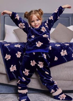 Детская пижама махровая с принтом1 фото