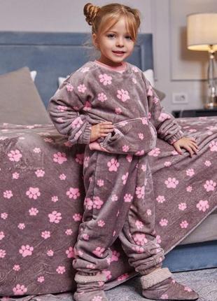 Детская пижама махровая с принтом4 фото