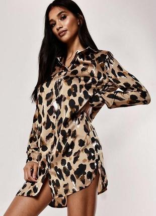 Платье рубашка в леопардовый принт