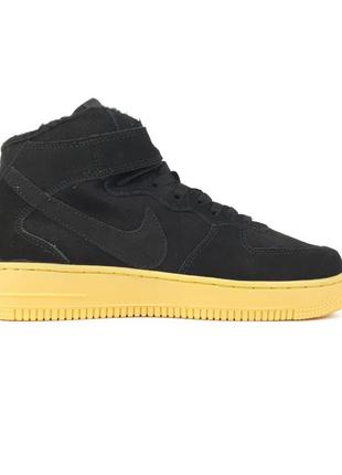 Зимние мужские nike air force 1 high замша мех