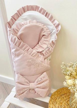 Конверт одеяло на выписку пудра flavien 80/80