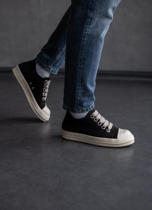 Розкішні кеди rick owens denim shoes premium чорні з бежевим унісекс 36-45 р10 фото