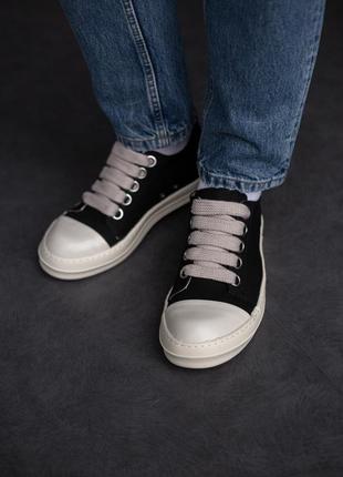 Шикарные кеды rick owens denim shoes чёрные с бежевым унисекс 36-45 р3 фото