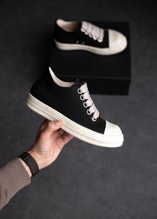 Розкішні кеди rick owens denim shoes premium чорні з бежевим унісекс 36-45 р7 фото