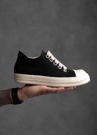 Розкішні кеди rick owens denim shoes premium чорні з бежевим унісекс 36-45 р