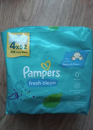 Дитячі вологі серветки pampers 4*52, ціна за упаковку1 фото