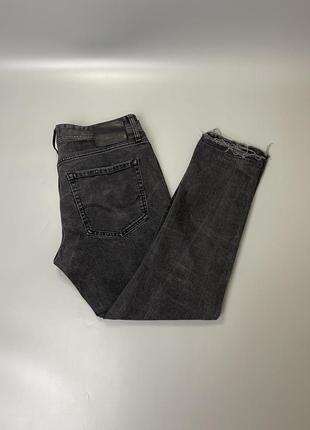 Стильные рваные джинсы jack&jones skinny fit, темно серые, темные, базовые, однотонные, скинные фит, приталенные, в обтяжку