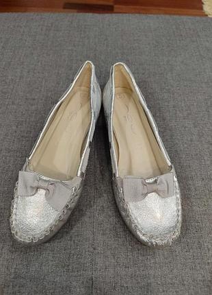 Серебряные макасики натуральная кожа