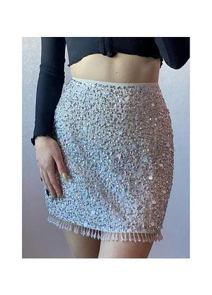 Актуальна спідниця з блискітками, пайетки , бусинки, стильна, модна
