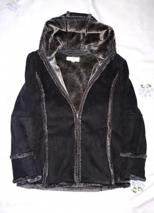 Дубленка искусственная черная next