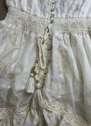 Кремова  сукня в стилі бохо3 фото