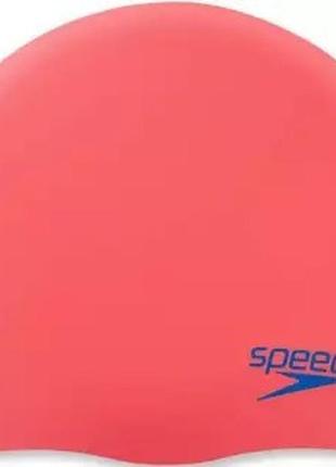 Шапка для плавания speedo plain moud silc cap ju красный, синий osfm 8-70990h200