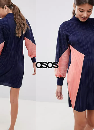 ❤️ плиссированное платье с длинным рукавом от asos