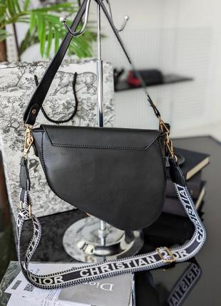 Жіноча сумка christian dior кросбоді у чорному кольорі через плече сідло діор4 фото