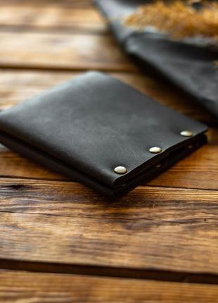 Мужской черный кошелек из натуральной кожи3 фото