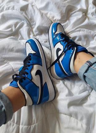 Кроссовки nike air jordan 1 retro high blue white7 фото