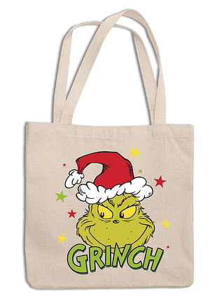 Еко-сумка шоппер з новорічним принтом "грінч - викрадач різдва. the grinch stole christmas"