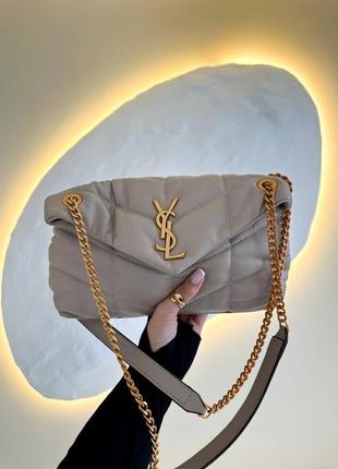 Ysl new brown puff mini сумочка