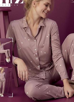 Стильний жіночий комплект, комфортна жіноча піжама з ніжного поліестру, брючна піжама elitol fellix