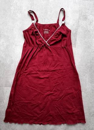 Ночная рубашка с клипсами для кормления, для беременных (бордовая)6 фото