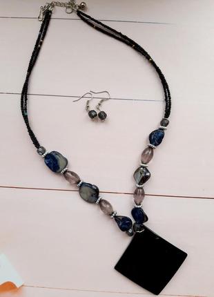 Комплект ожерелье колье серьги1 фото