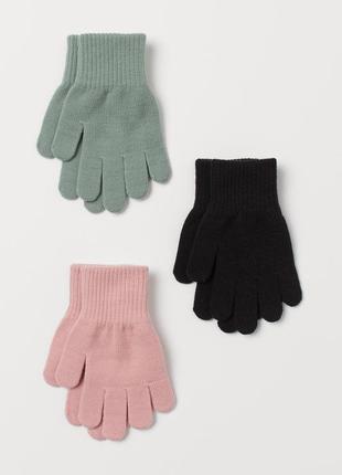 8-14 р 134-170 см h&m новые фирменные перчатки перчатки однотонные 3 пары набор комплект