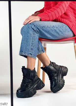 Стильні жіночі зимові кросівки, високі, еко шкіра, зима, 35-36-37-38-39-40