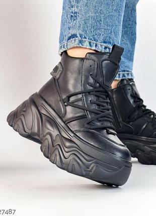 Стильні жіночі зимові кросівки, високі, еко шкіра, зима, 35-36-37-38-39-40