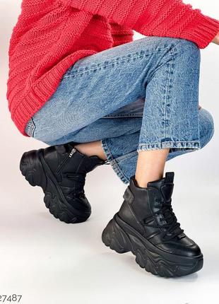 Стильні жіночі зимові кросівки, високі, еко шкіра, зима, 35-36-37-38-39-40