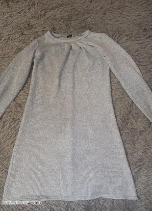 Теплое вязаное платье с люрексовой нитью2 фото