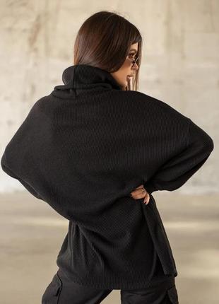 Черный свободный свитер с хомутом, размер m3 фото