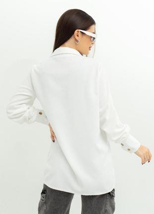 Белая вельветовая свободная рубашка, размер s3 фото